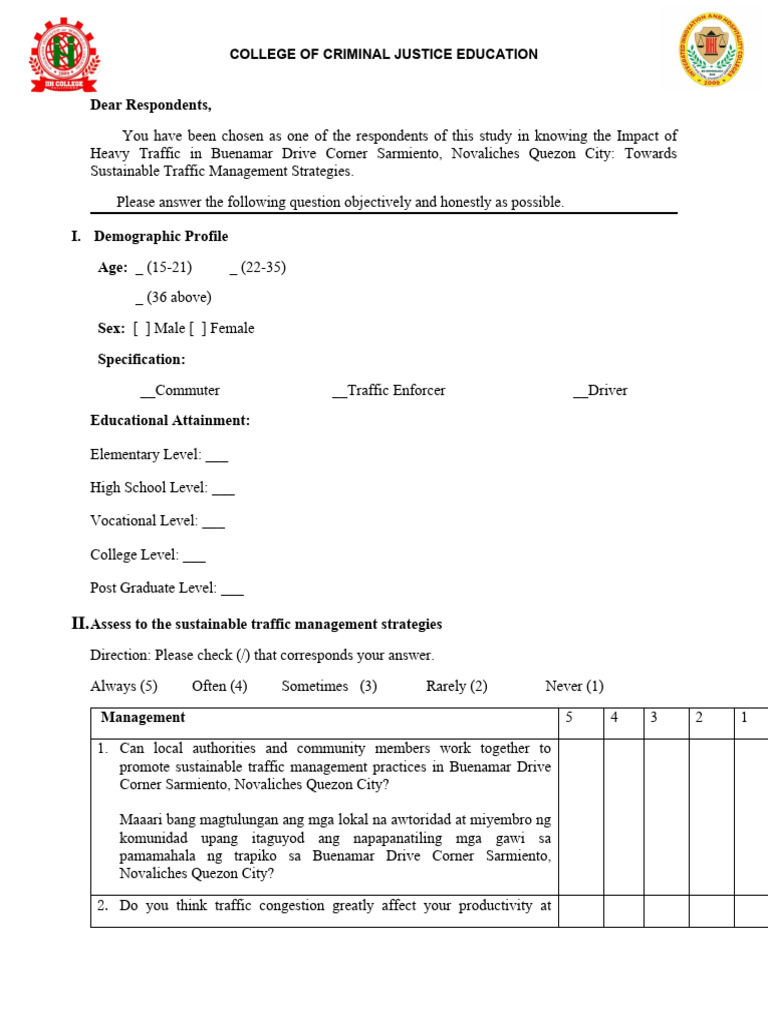 Group 2 Questionnaire | PDF | Traffic | Transport