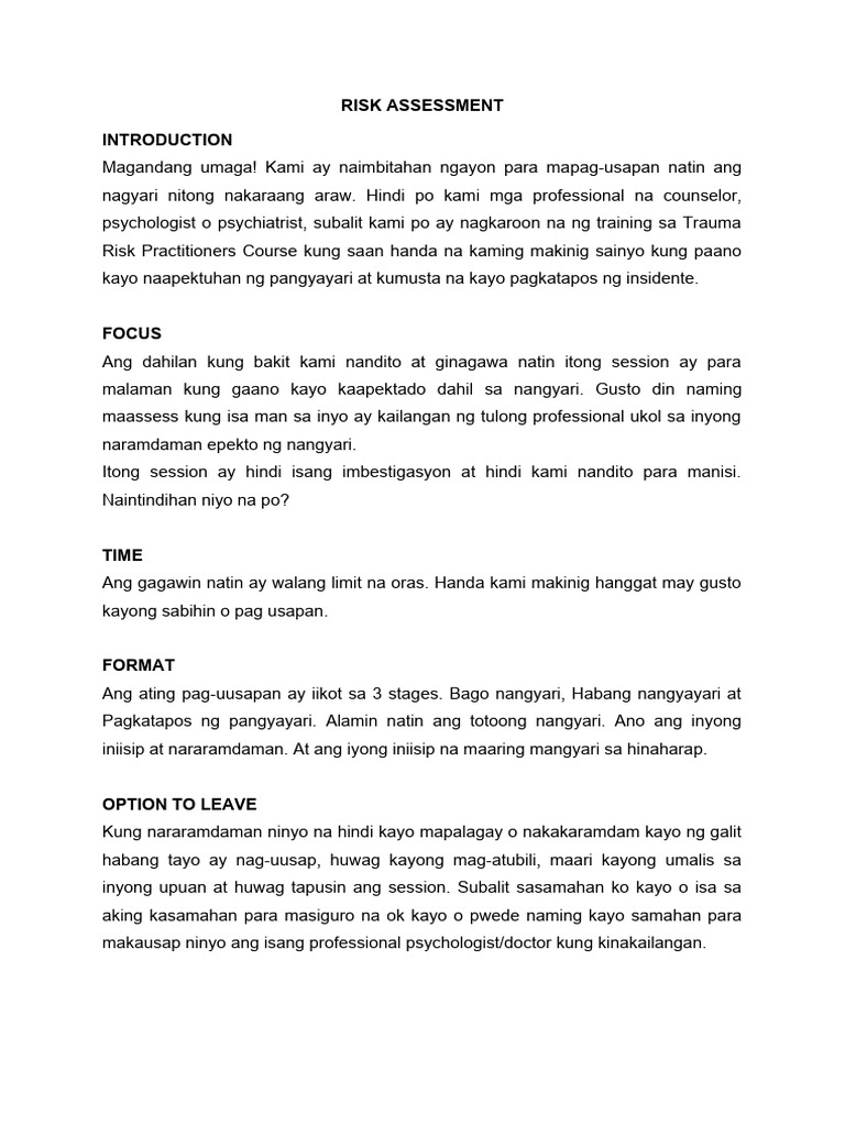 Script for Introduction (Tagalog) (2) | PDF