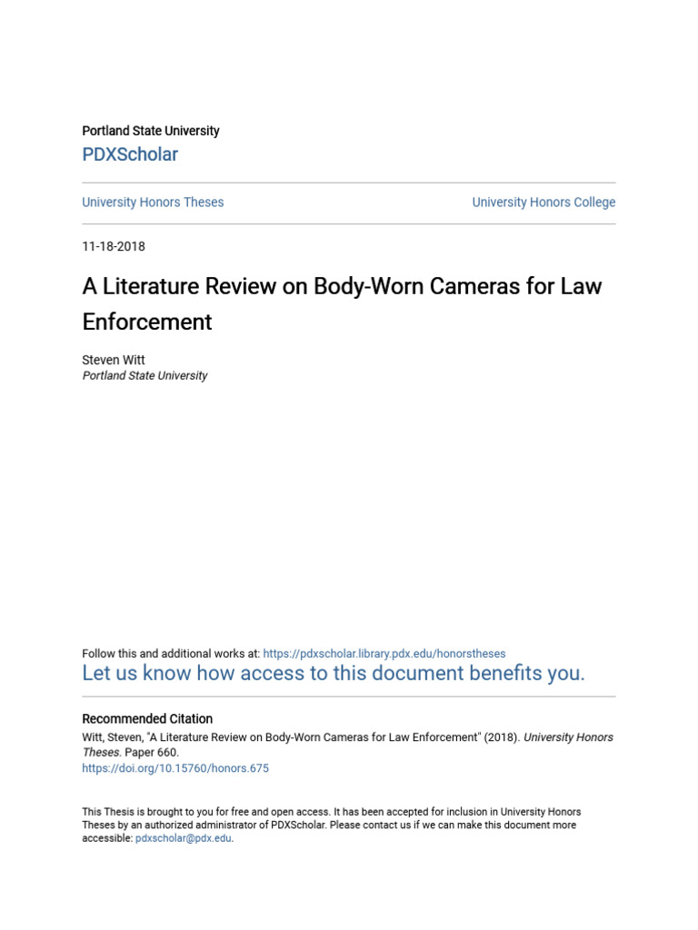 Body-Worn Cameras in Law Enforcement Review | PDF | Privacy | Thesis