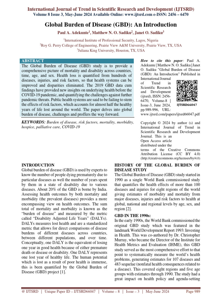 Global Burden of Disease GBD An Introduction | PDF | Palliative Care ...