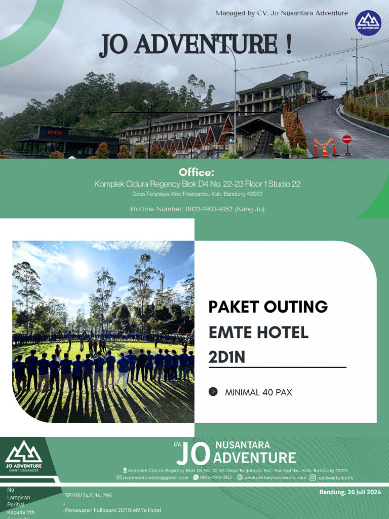 Paket Outing 2D1N di eMTe Hotel | PDF