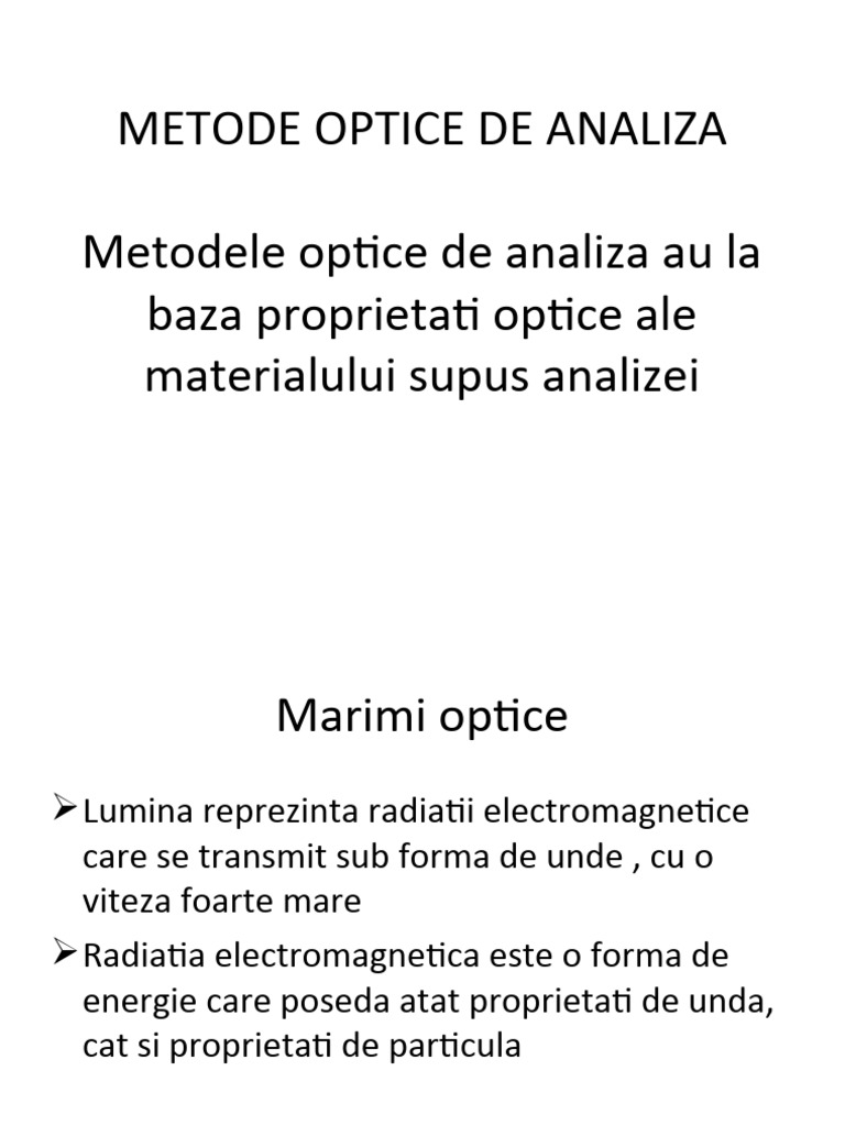 Metode Optice de Analiza | PDF
