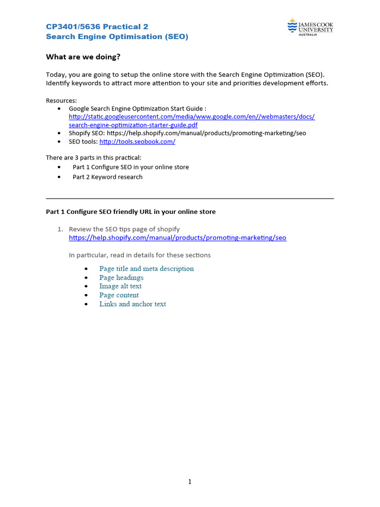 Prac2 - Search Engine Optimisation | PDF | Search Engine Optimization ...