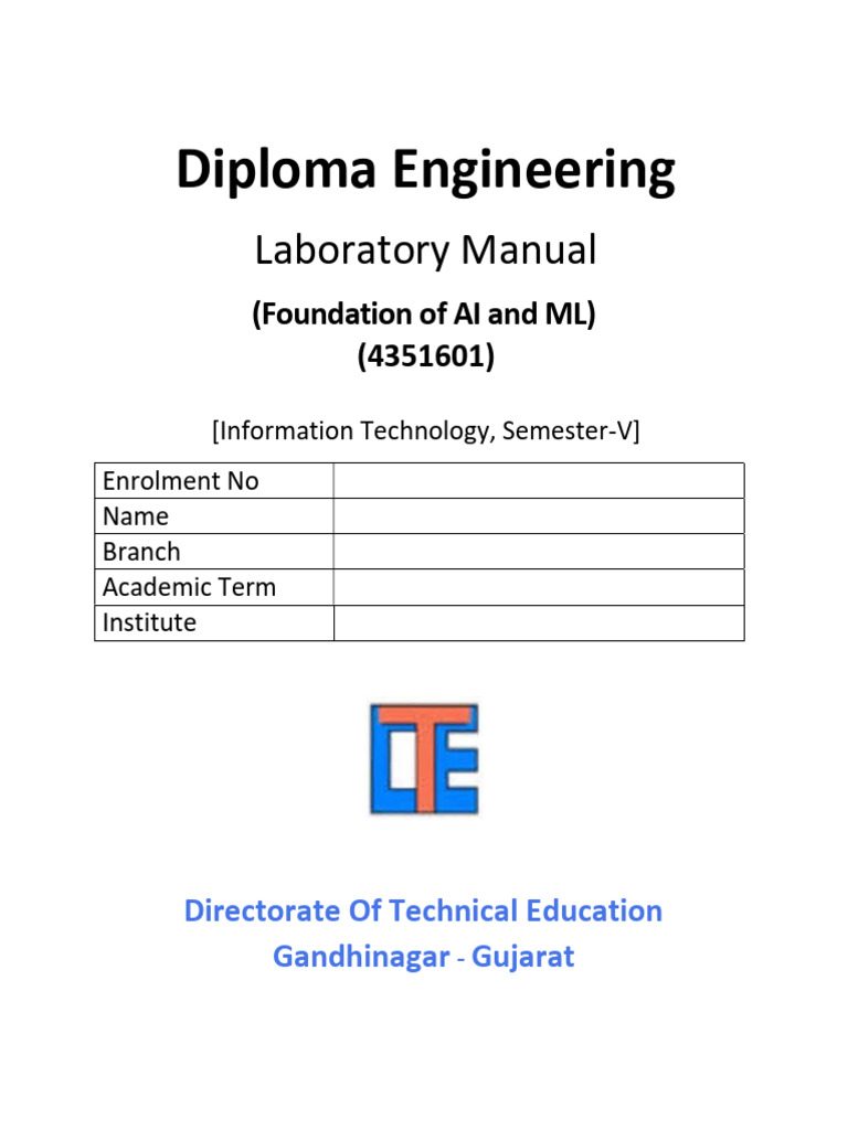 AI & ML Lab Manual (4351601) | PDF | Machine Learning | Engineering