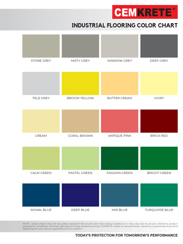 Industrial Epoxy Flooring Color Chart | PDF | Epoxy | Flooring