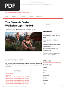 The Genesis Order Walkthrough - V94011