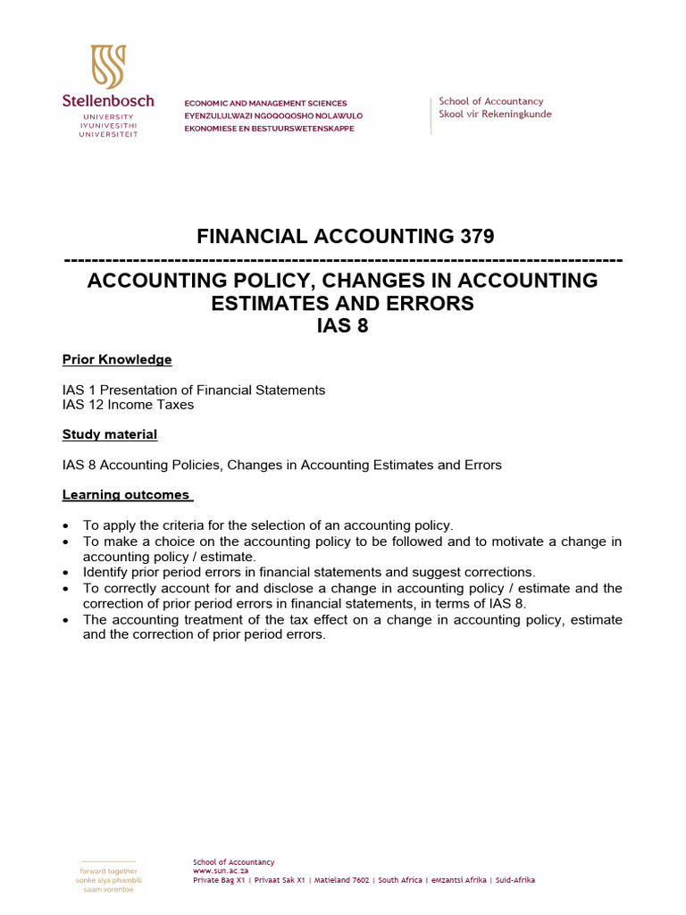 IAS 8: Accounting Policies & Errors Guide | PDF | Book Value | Deferred Tax