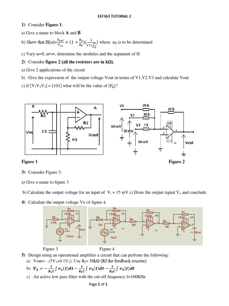 Tutorial 2 Eef363-2023 | PDF | Amplifier | Electronic Engineering