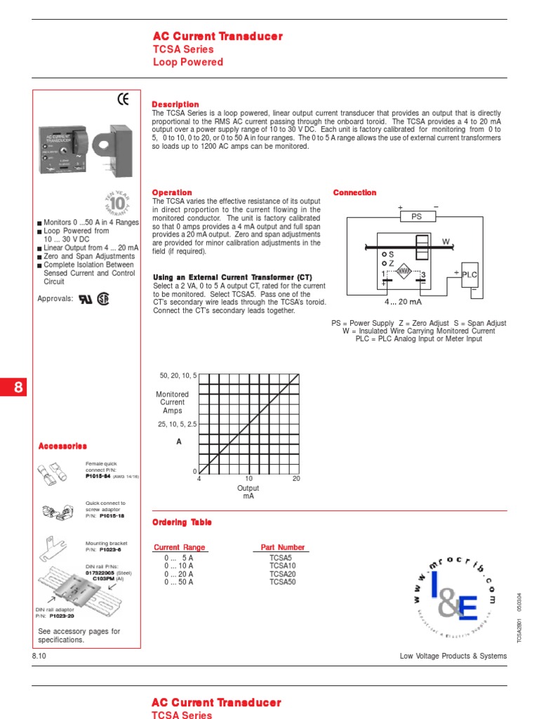 ABB; AC Current Transducer, TCSA Series Loop Powered Alternating