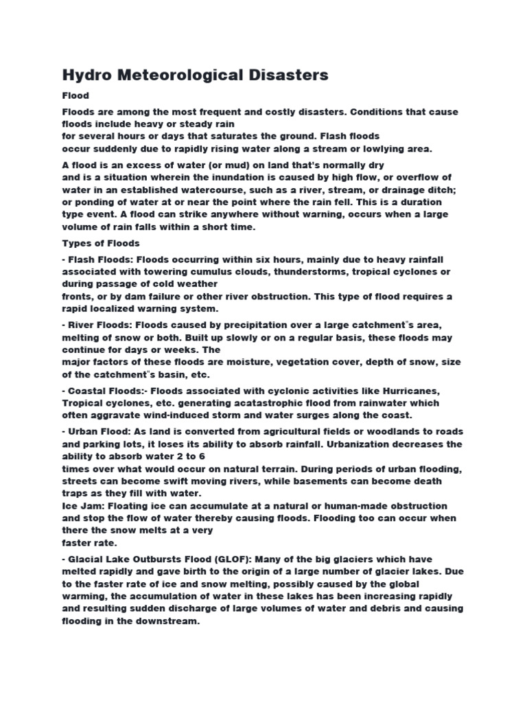 Hazard Hydro Meteorological Disasters Pdf Flood River