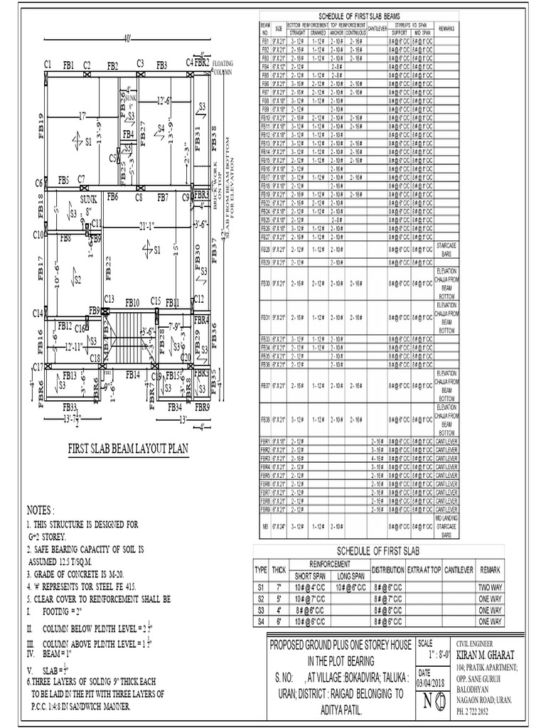 First Slab Beam Layout Plan for G+1 House | PDF | Building Engineering ...