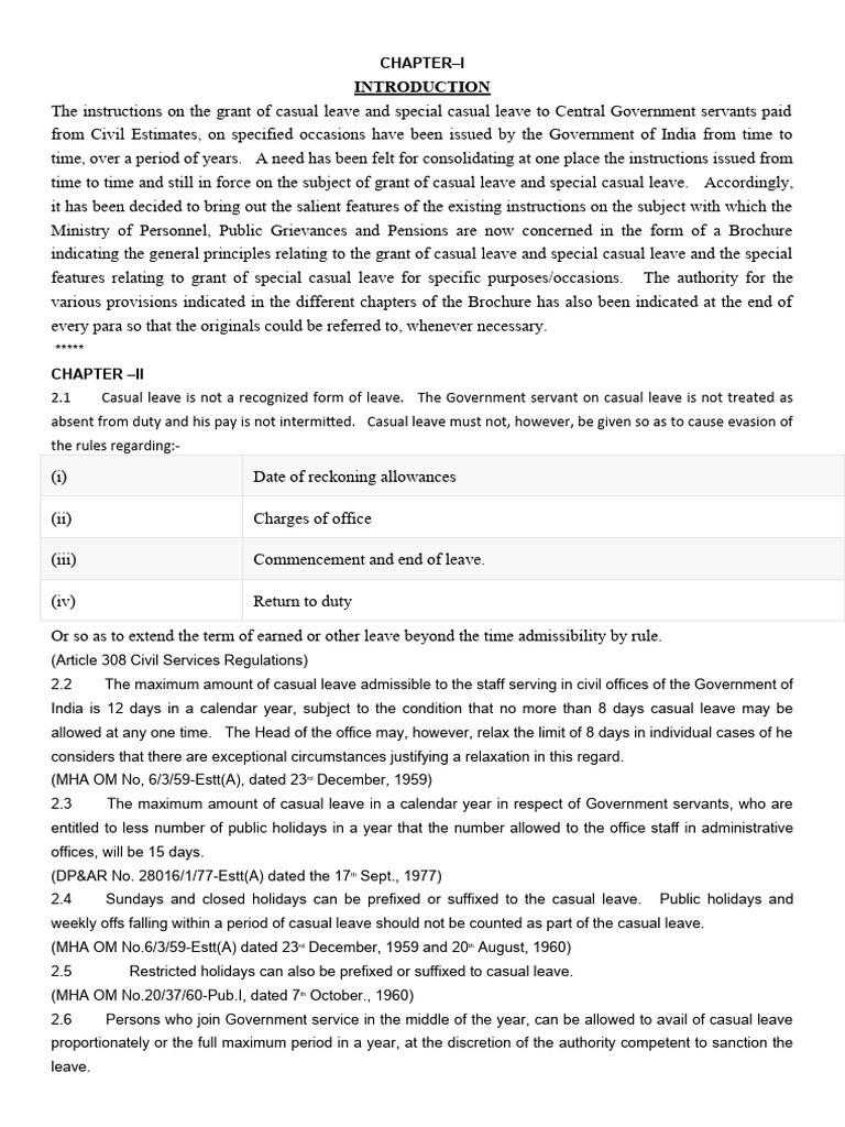 Special Casual Leave Guidelines for Govt Employees | PDF | Justice ...
