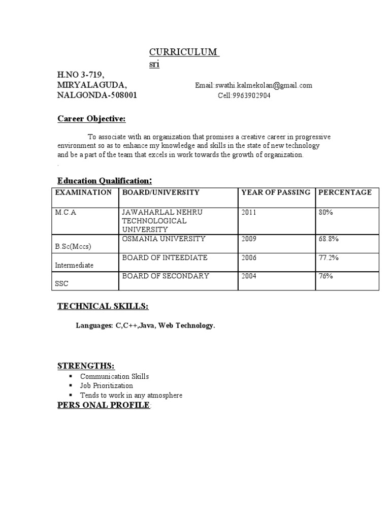 Swathi Resume | PDF