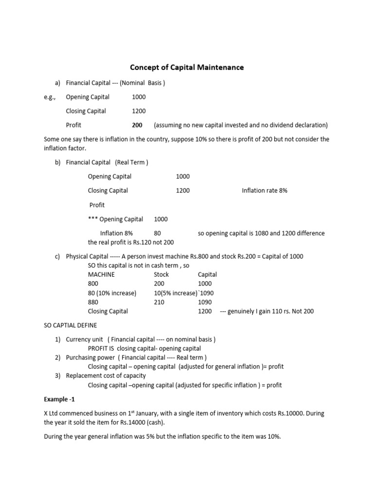 Capital Maintenance Concepts Explained | PDF | Capital (Economics ...