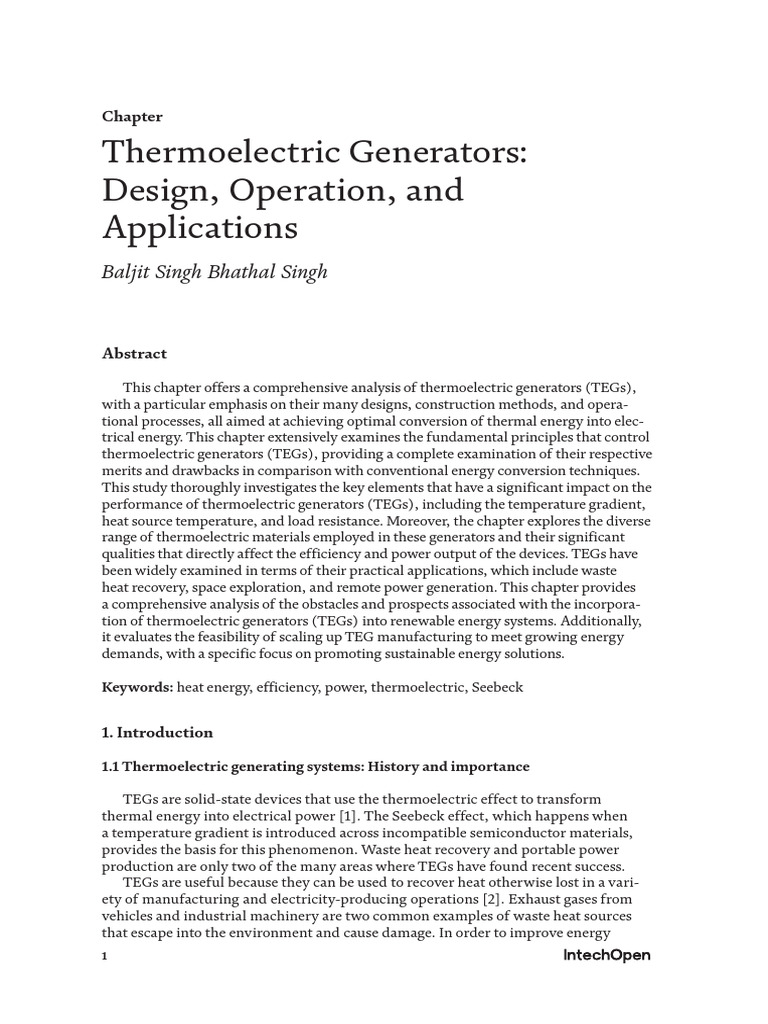 Thermoelectric Generators: Design and Trends | PDF | Metrology ...