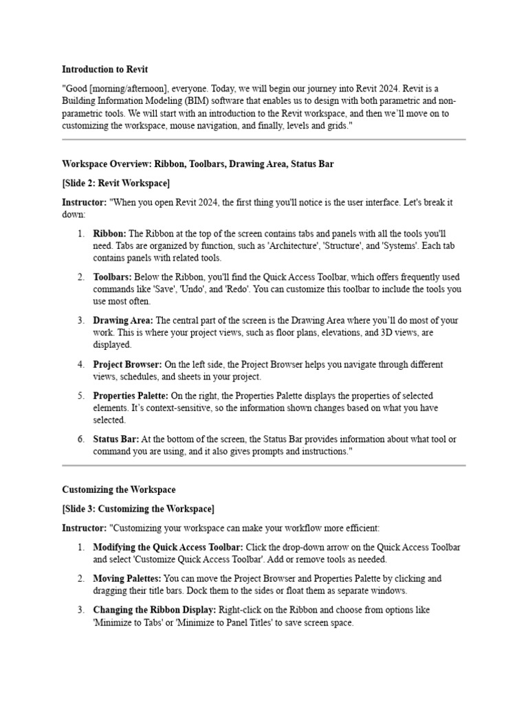 Revit 2024: Workspace and Navigation Basics | PDF | Autodesk Revit ...