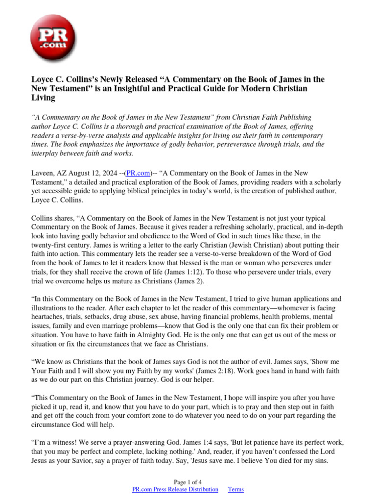 Commentary on the Book of James | PDF | Epistle Of James | New Testament