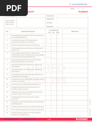 Design Coordination Checklist Plumbing Verfeb282020