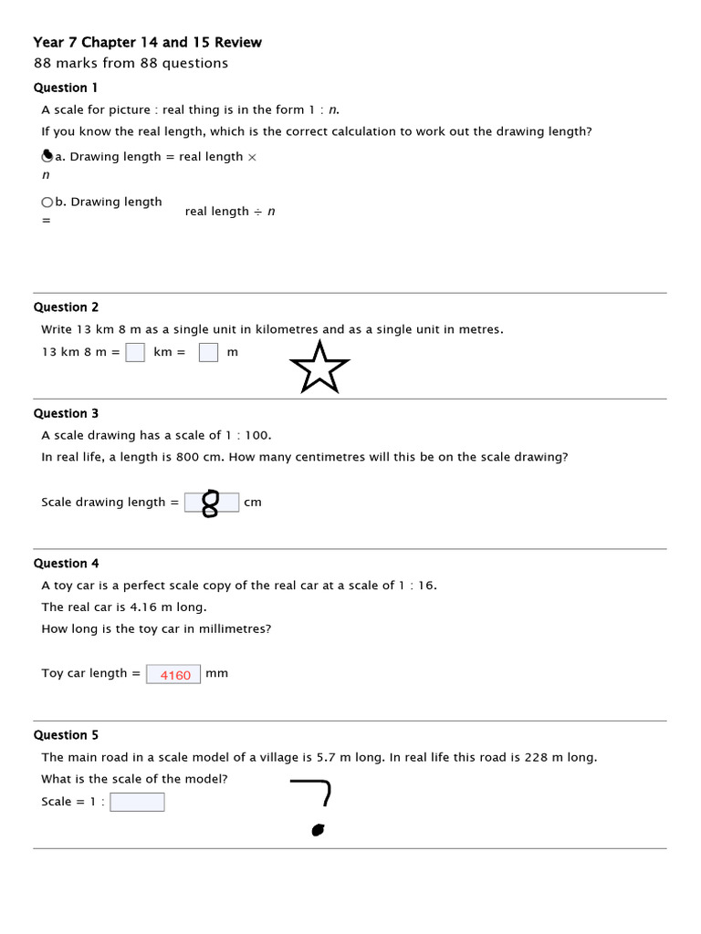 Year 7 Math Review: Chapters 14-15 | PDF | Area | Rectangle