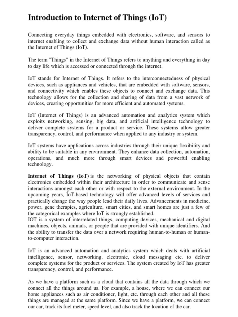 Understanding Internet of Things (IoT) | PDF | Internet Of Things ...