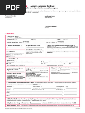 Texas Apartment Association Lease Agreement 2