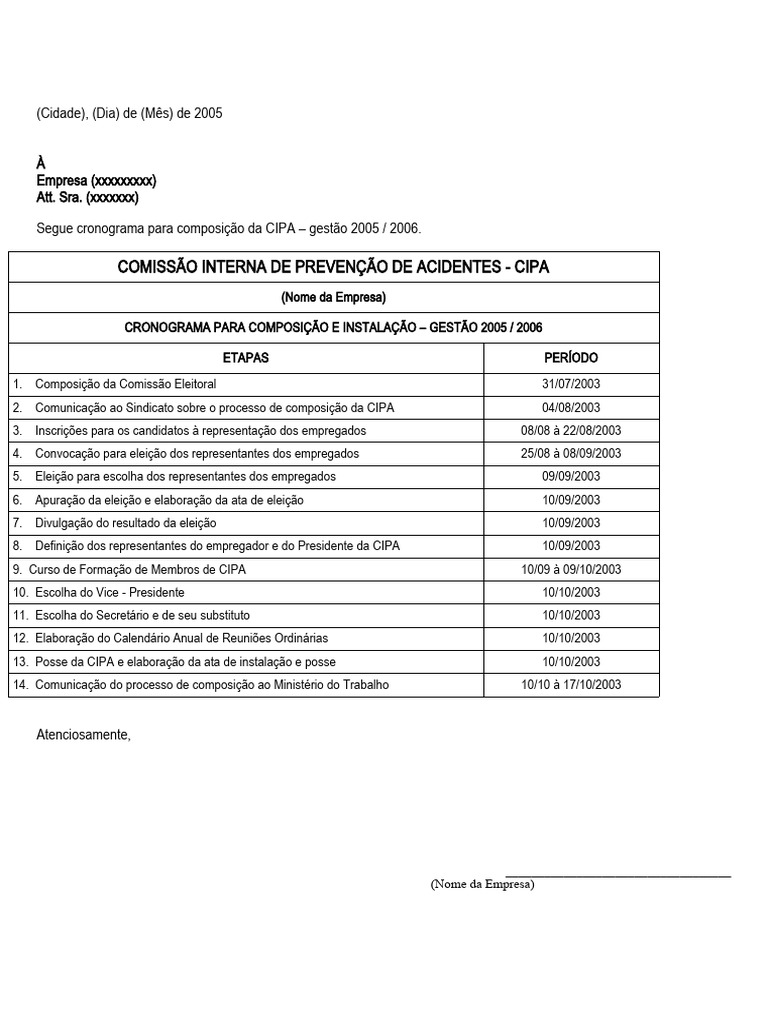 Processo CIPA (Modelo) | PDF | Eleições | Economia de negócios