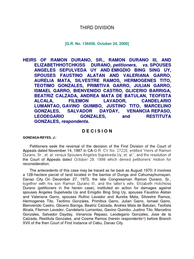 Heirs of ramon durano sr v uy pdf judgment law court of