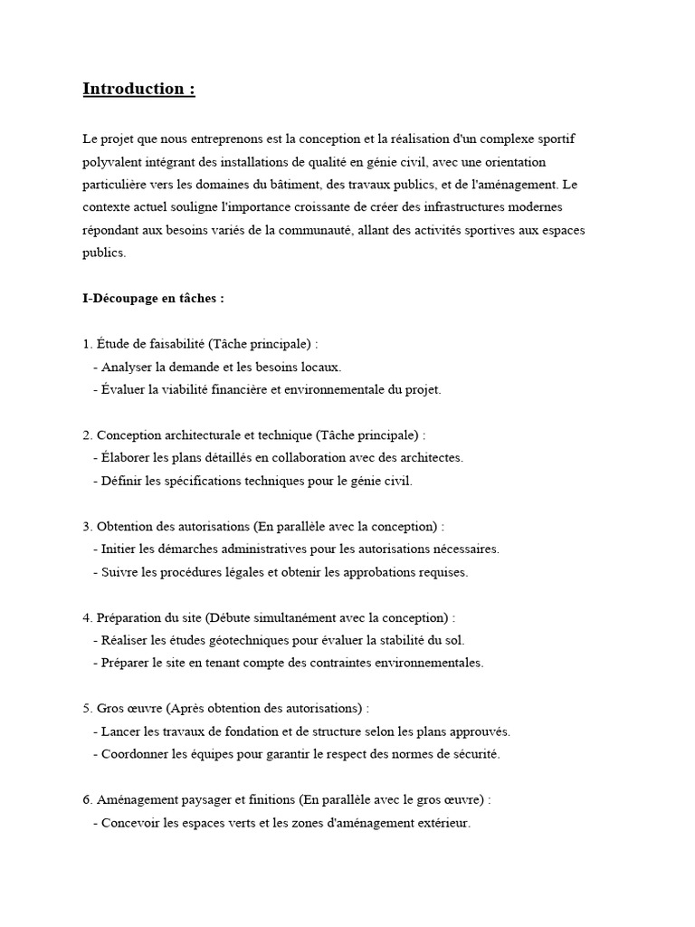 Projet de complexe sportif polyvalent | PDF | Génie géotechnique ...