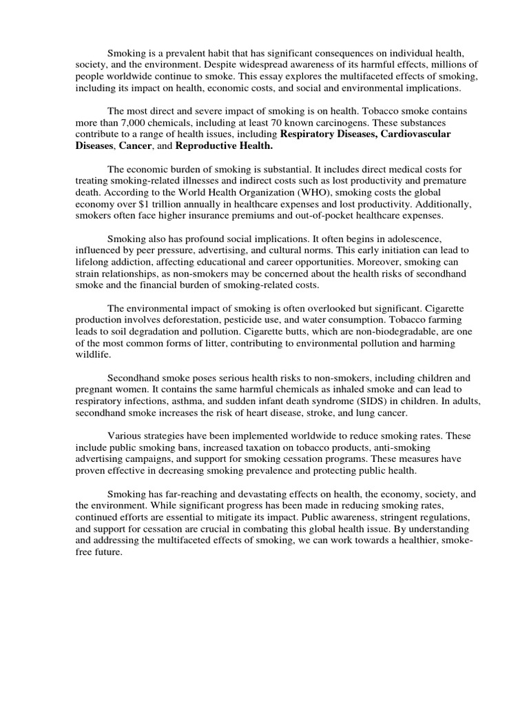 On Smoking Pdf Tobacco Smoking Addiction