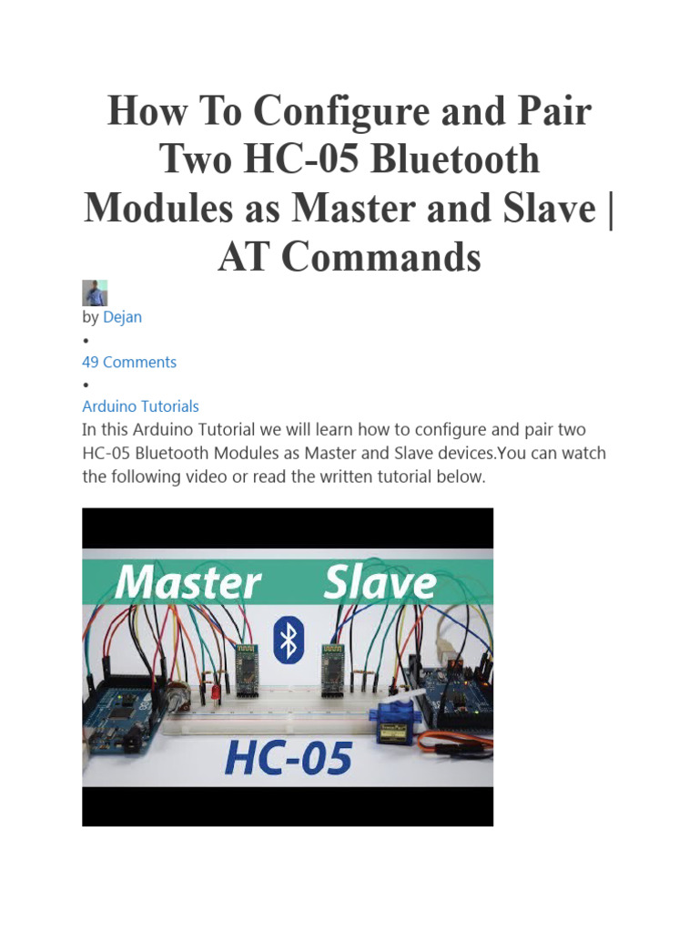 How To Configure and Pair Two HC | PDF | Bluetooth | Arduino