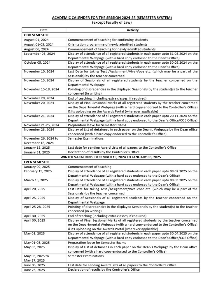 2024-25 Academic Calendar Overview | PDF | Academic Term | Schools