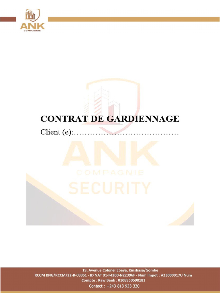 Contrat de Gardiennage ANK Company | PDF