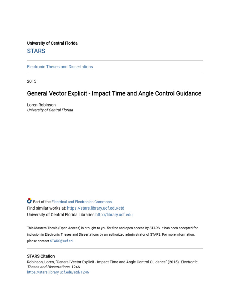 General Vector Explicit - Impact Time and Angle Control Guidance | PDF ...