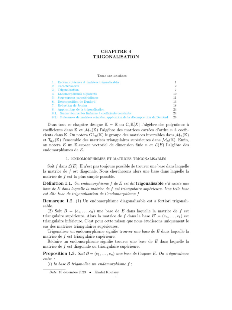 Trigonalisation des matrices et endomorphismes | PDF | Valeur propre ...