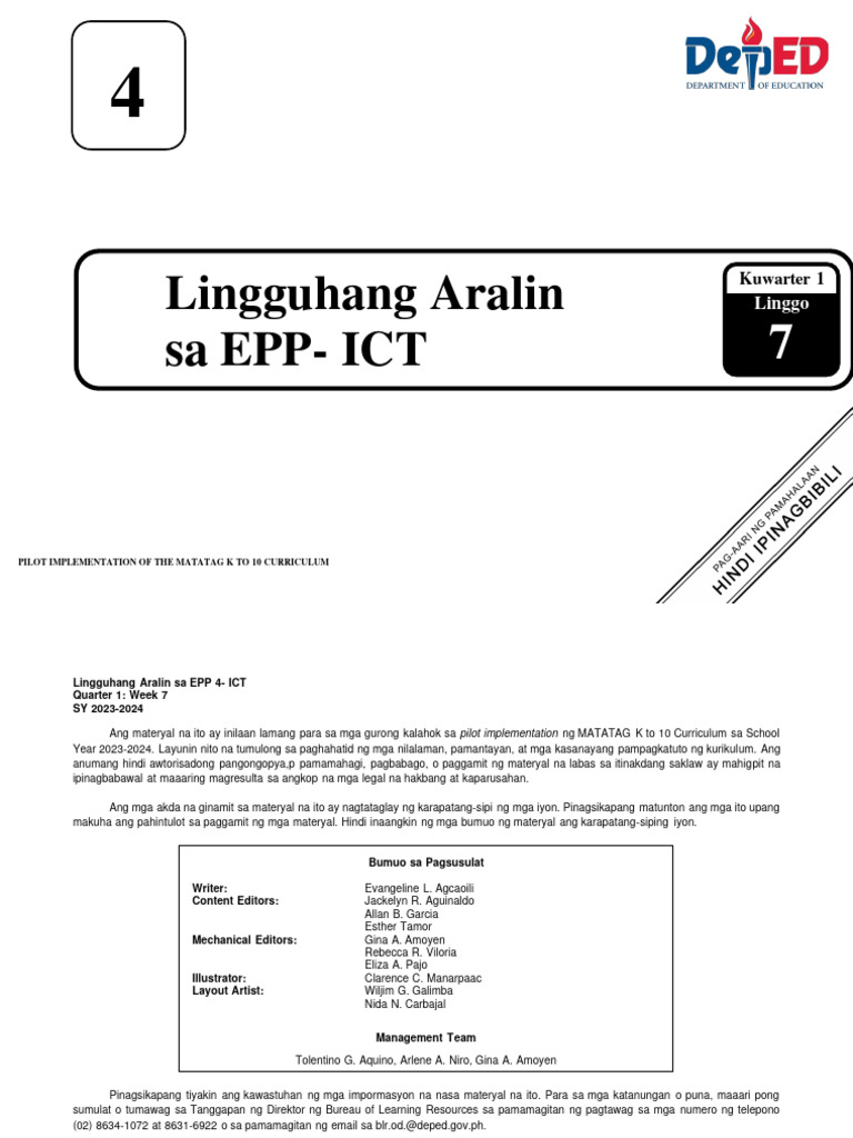 LE - EPP - ICT - 4 - Q1 - Week 7 - FINAL | PDF