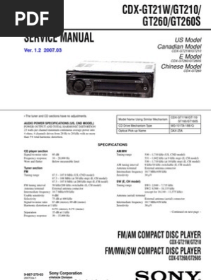 Sony+CDX-GT21W GT210 GT260 Esquema | PDF | Hertz | Compact Disc