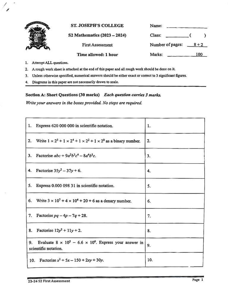 S2 First Assement | PDF
