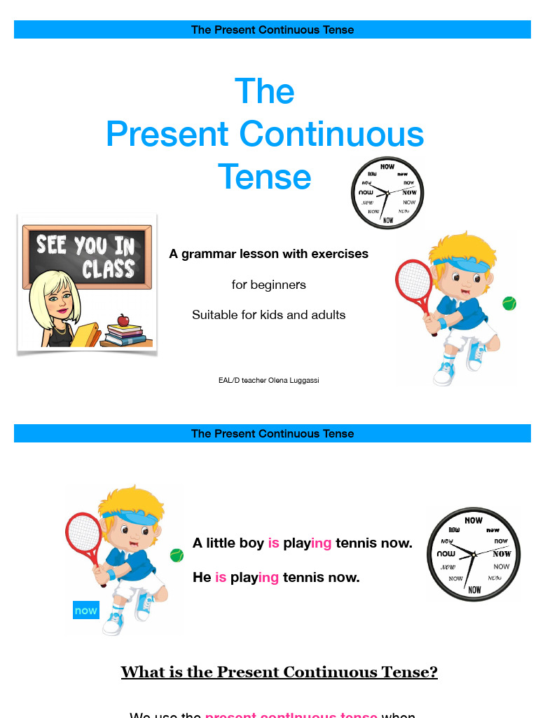 Present Continuous Tense Lesson | PDF | Verb | Linguistic Typology