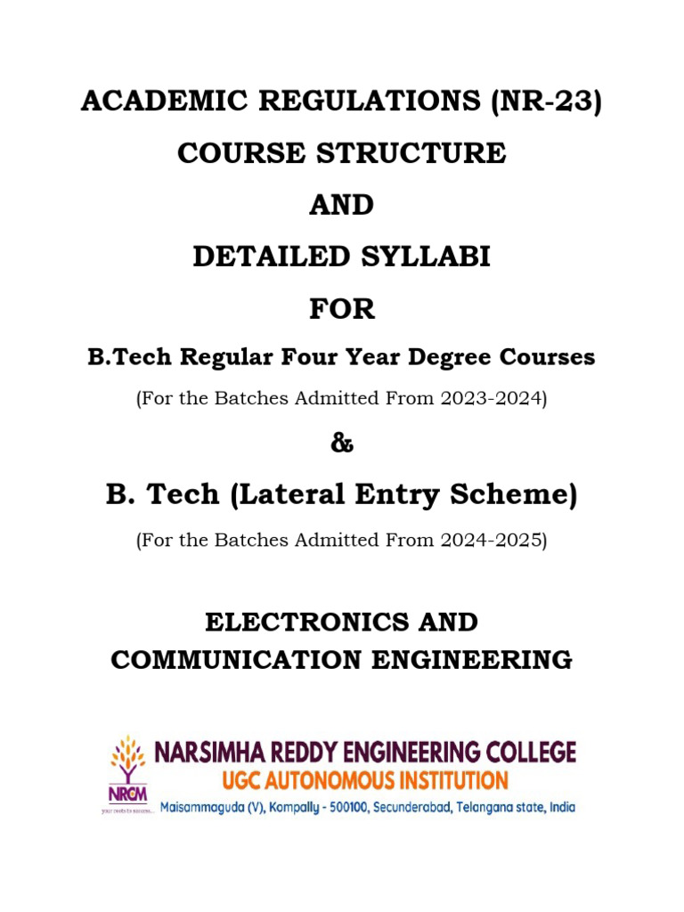 B.Tech Academic Regulations NR-23 Overview | PDF | Academic Term ...