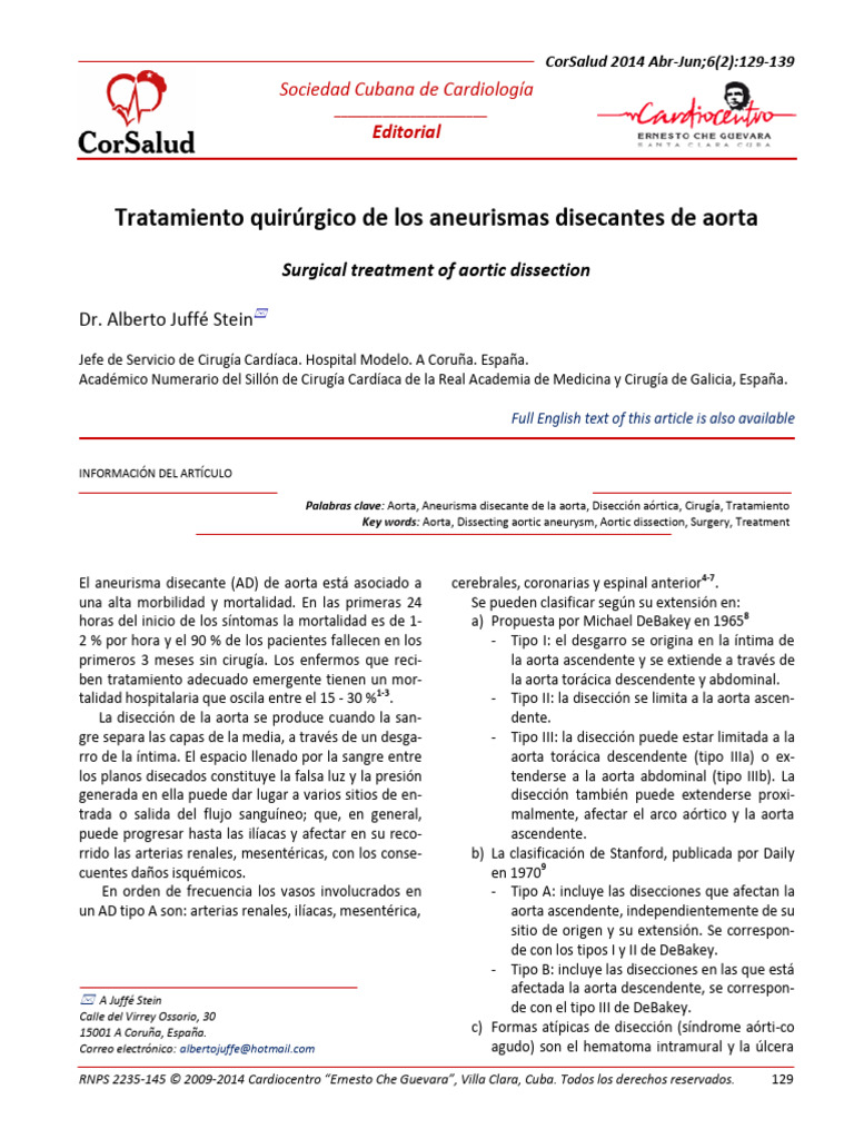 Tratamiento de aneurismas disecantes aórticos | PDF | Aorta | Sistema ...