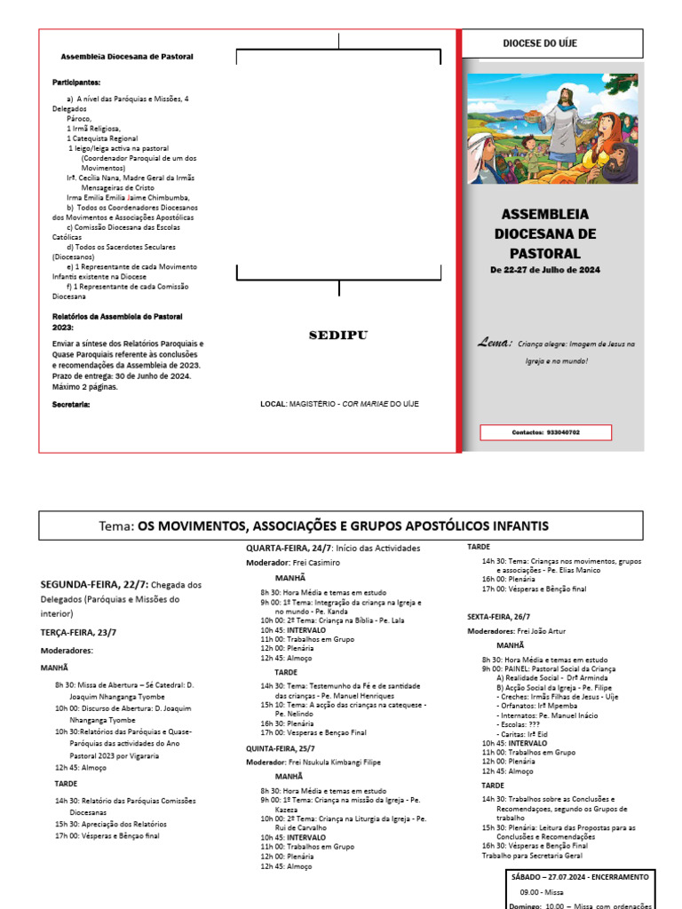 Assembleia Diocesana de Pastoral 2024 | PDF | Igreja católica ...