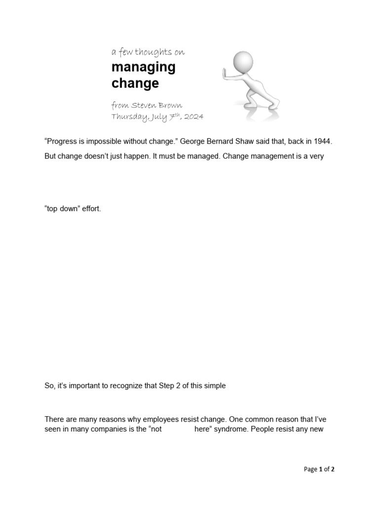 A Few Thoughts On Managing Change | PDF | Change Management | Social ...
