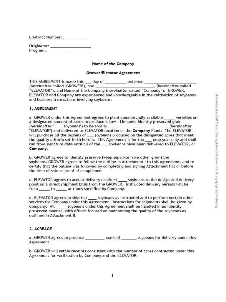 Grower-Elevator Soybean Agreement | PDF | Breach Of Contract | Indemnity
