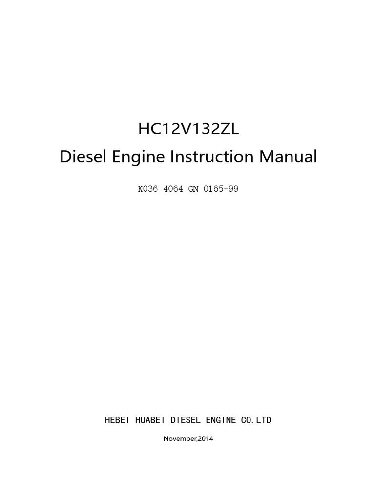 Diesel Engine Manual: HC12V132ZL | PDF | Motor Oil | Internal ...