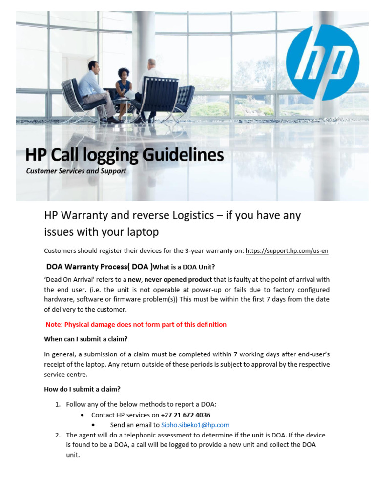 HP Warranty Reverse Logistics - 3 Year Warranty | PDF | Call Centre ...