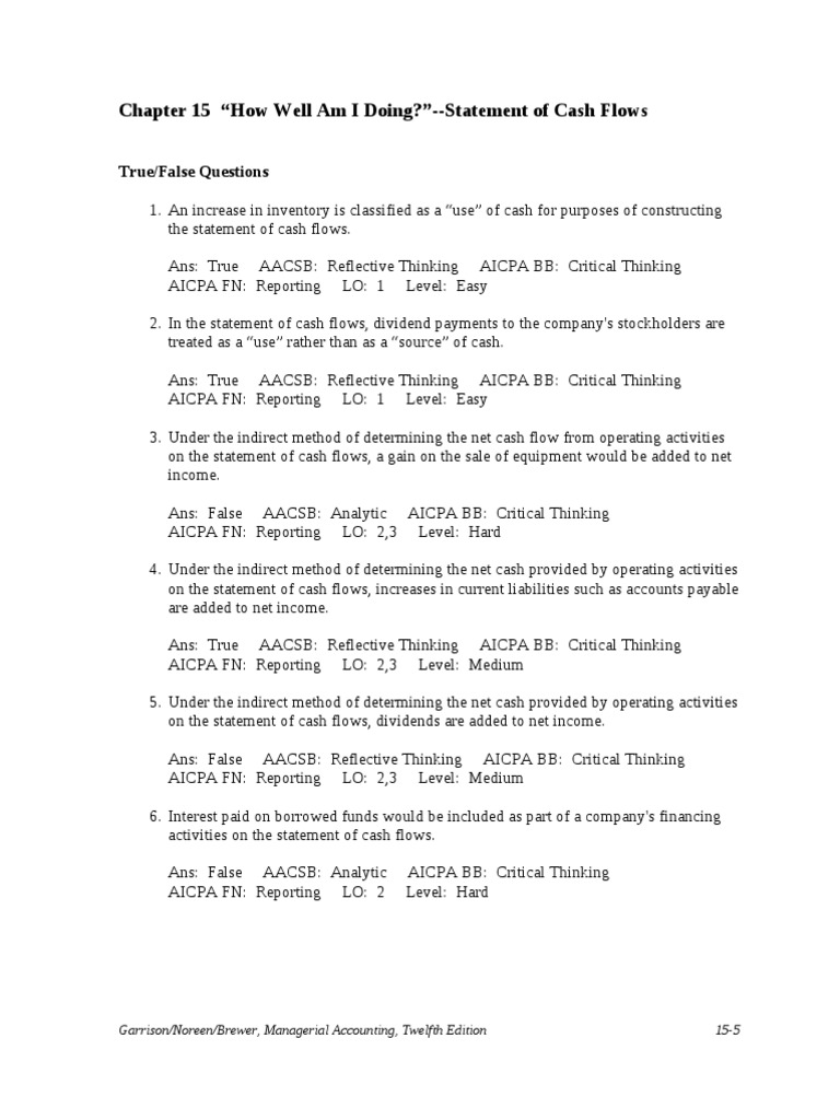 Chapter 15 PDF Retained Earnings Cash Flow Statement