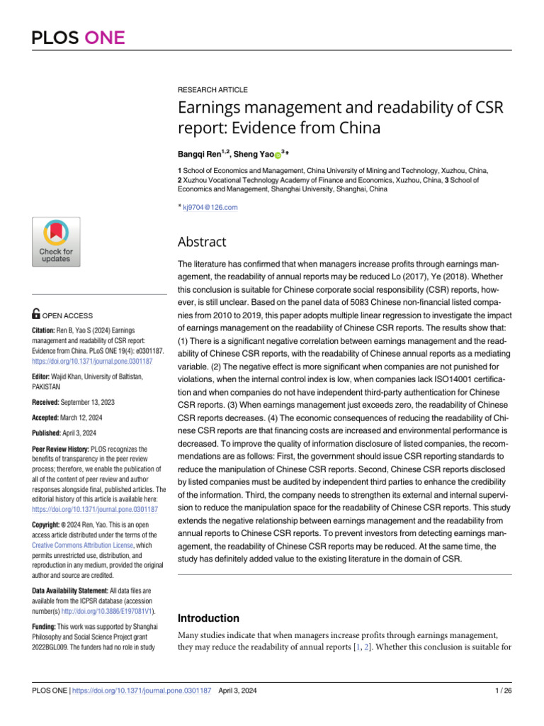 EM and Readibility of CSR | PDF | Corporate Social Responsibility | Median