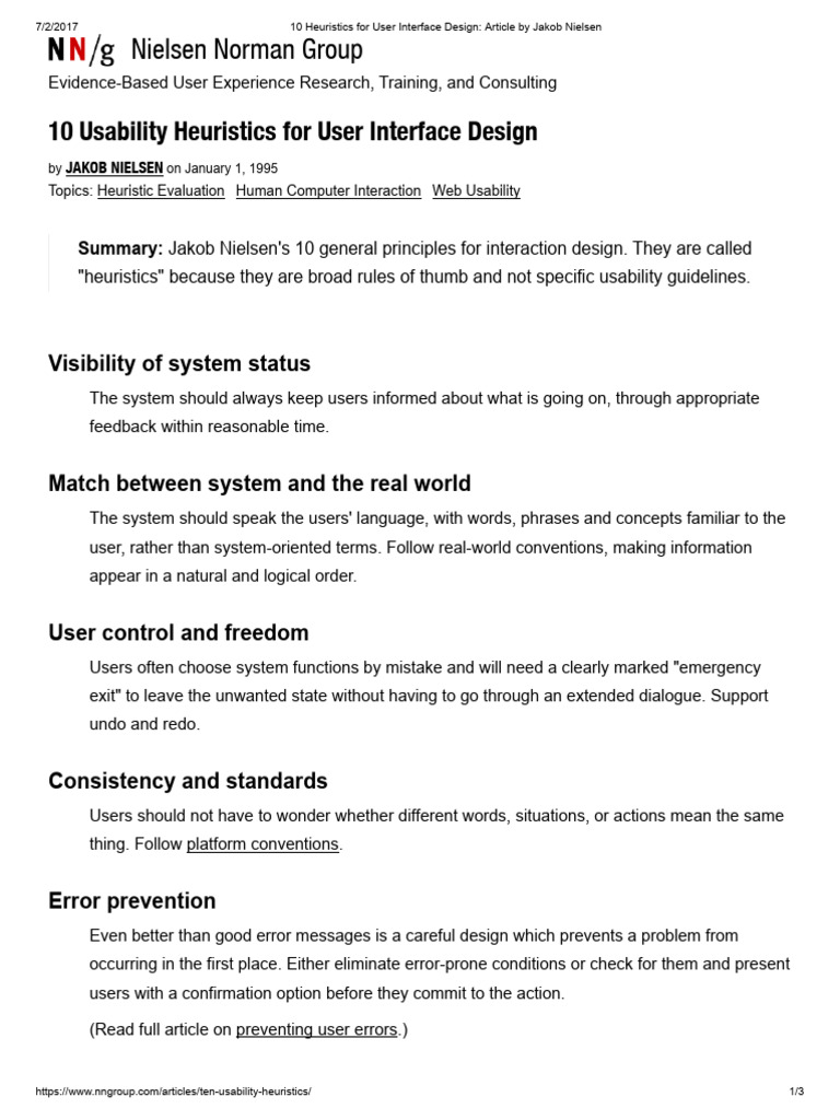 10 Heuristics For User Interface Design - Article by Jakob Nielsen ...