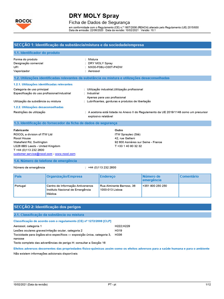 400000052098 - DRY MOLY SPRAY | PDF | União Europeia | Embalagem e ...