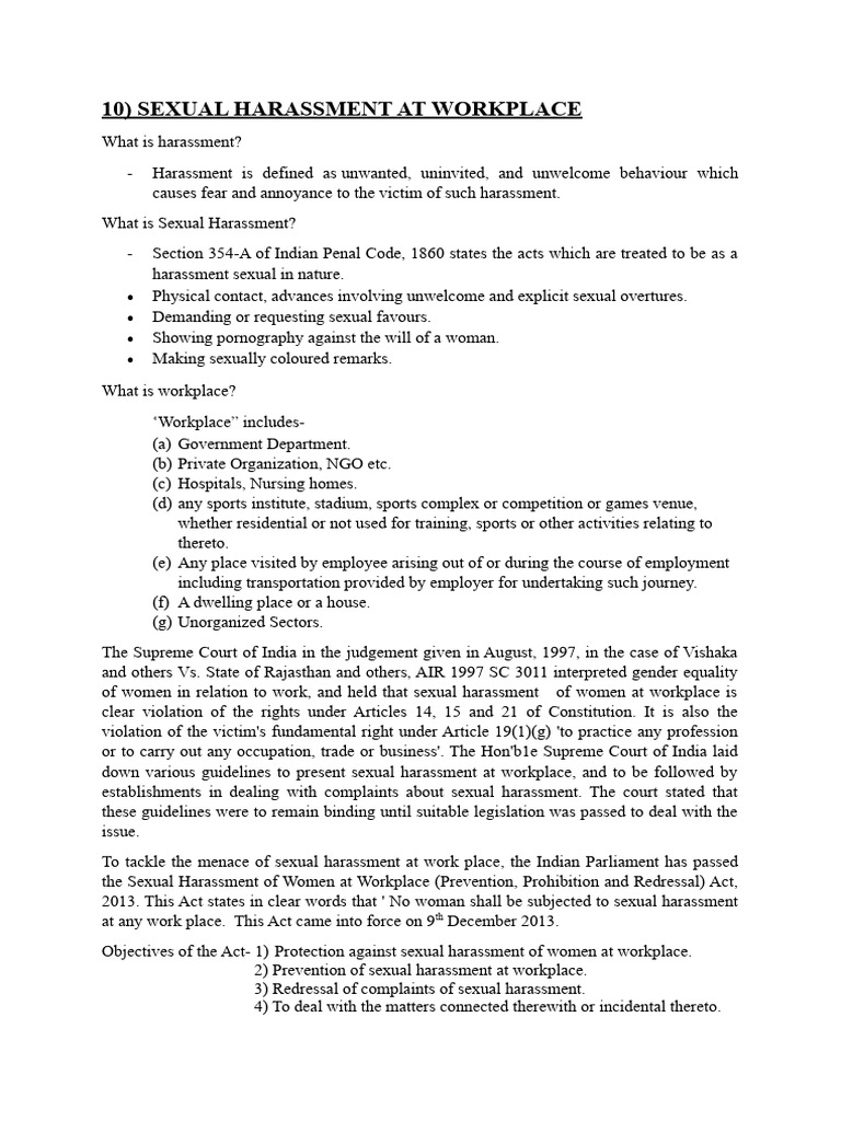 Sexual Harassment at Workplace | PDF | Sexual Harassment | Medicine